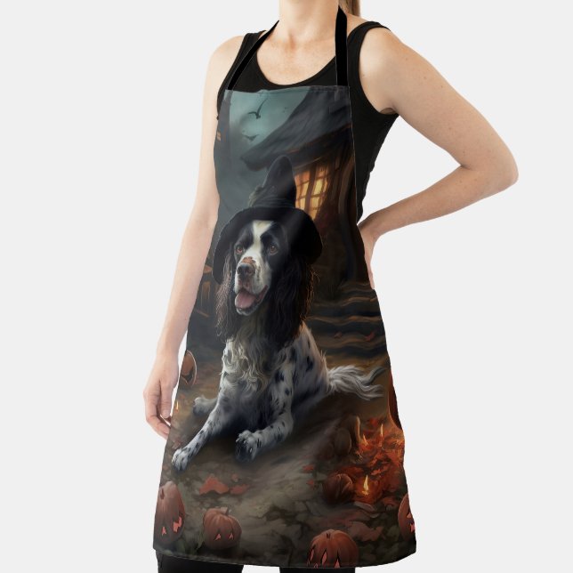 English Springer Spaniel Pumpkins Halloween Scary  Apron (Insitu)