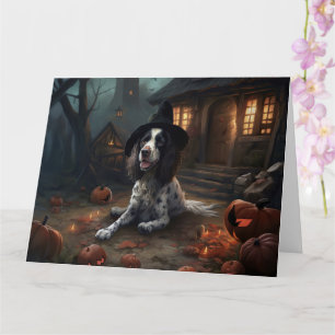 English Springer Spaniel Pumpkins Halloween Scary Card