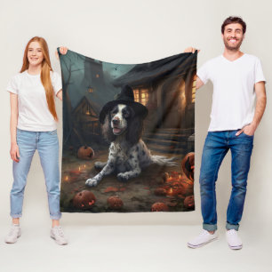 English Springer Spaniel Pumpkins Halloween Scary  Fleece Blanket