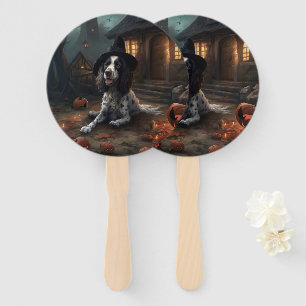 English Springer Spaniel Pumpkins Halloween Scary Hand Fan