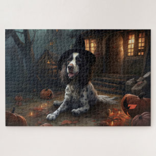 English Springer Spaniel Pumpkins Halloween Scary  Jigsaw Puzzle