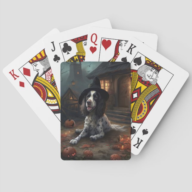 English Springer Spaniel Pumpkins Halloween Scary  Playing Cards (Back)