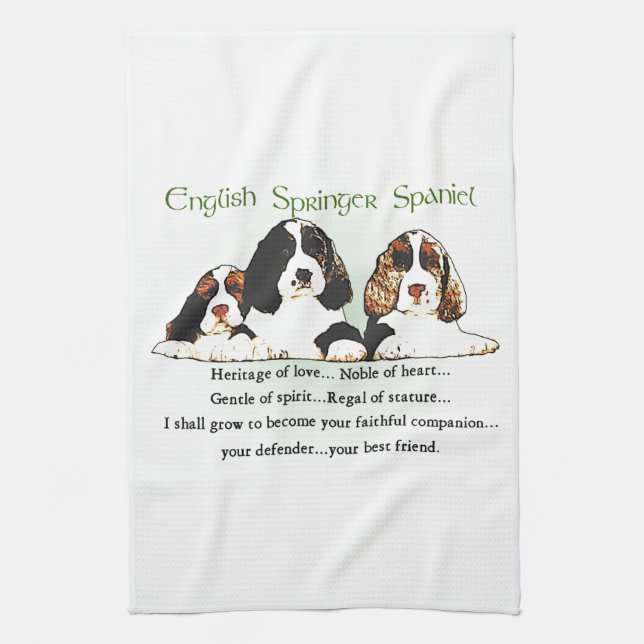 English Springer Spaniel Puppies Tea Towel (Vertical)