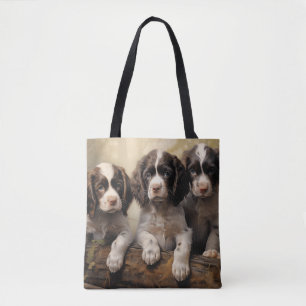 English springer spaniel puppies tote bag