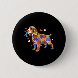English Springer Spaniel Puzzle Autism Awareness W 6 Cm Round Badge