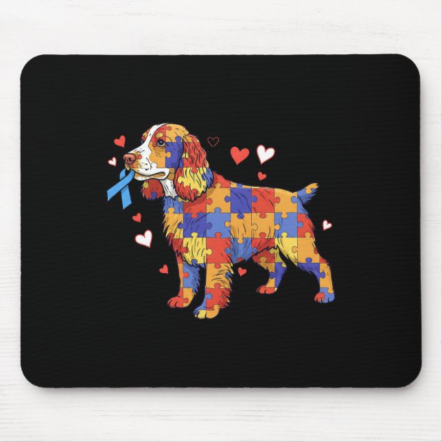 English Springer Spaniel Puzzle Autism Awareness W Mouse Mat (Front)