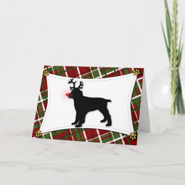 English Springer Spaniel Reindeer Christmas Card (Front)