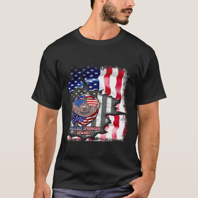 English Springer Spaniel S Fun American Flag T-Shirt (Front)