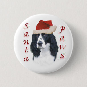 English Springer Spaniel Santa Paws 6 Cm Round Badge