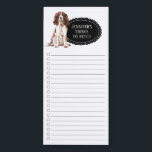 English Springer Spaniel Shopping List Magnetic Notepad<br><div class="desc">Adorable things to fetch English Springer Spaniel dog with a black chalkboard frame personalised with your name.</div>