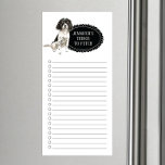 English Springer Spaniel Shopping List Magnetic Notepad<br><div class="desc">Adorable things to fetch English Springer Spaniel dog with a black chalkboard frame personalised with your name.</div>