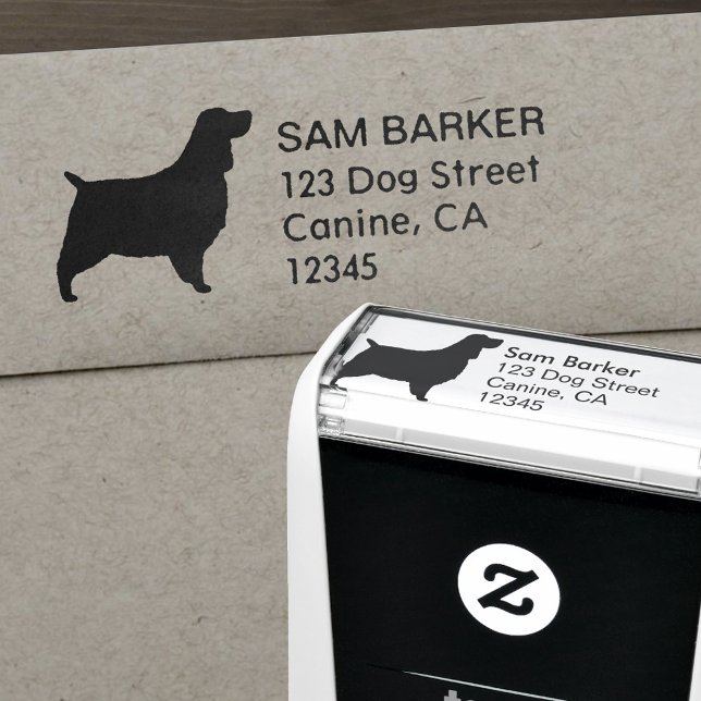 English Springer Spaniel Silhouette Return Address Self-inking Stamp (Creator Uploaded)
