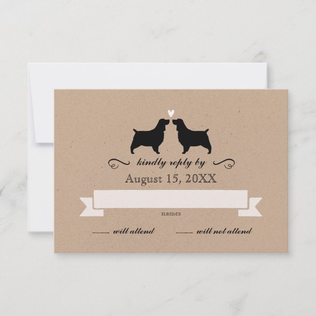 English Springer Spaniel Silhouettes Wedding RSVP (Front)