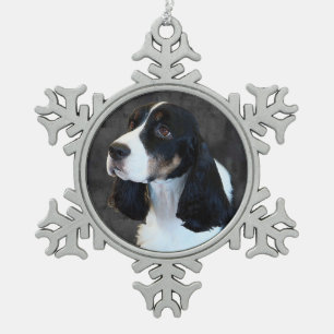 English Springer Spaniel Snowflake Pewter Christmas Ornament