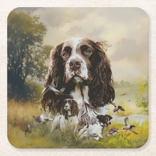 English Springer Spaniel Square Paper Coaster