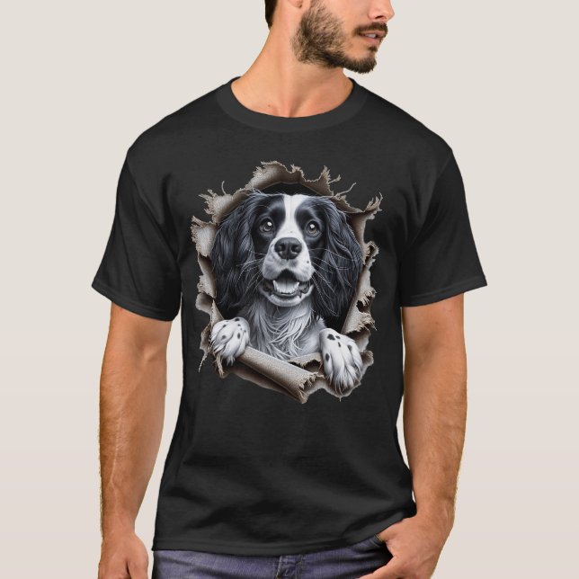 English Springer Spaniel Tearing Out Ripping T-Shirt (Front)