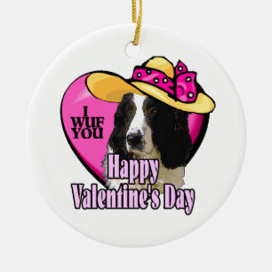 English Springer Spaniel Valentines Day Ceramic Tree Decoration