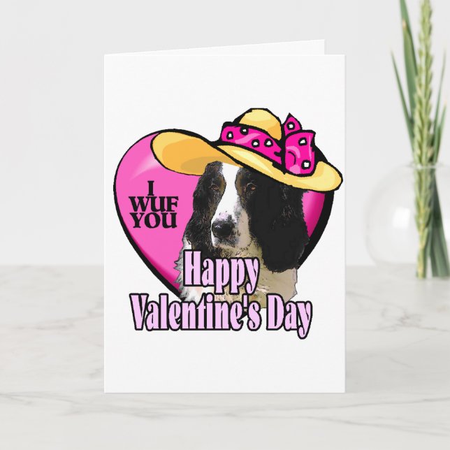 English Springer Spaniel Valentines Holiday Card (Front)