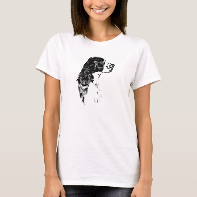 English Springer Spaniel Vintage Dog Art T-Shirt (Front)