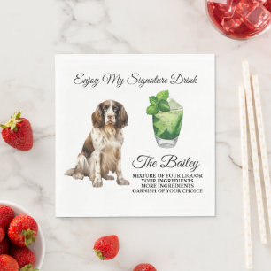 English Springer Spaniel Wedding Signature Drink Napkin