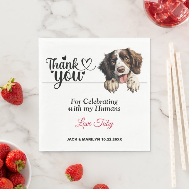 English Springer Spaniel Wedding Thank You Napkin (Insitu)