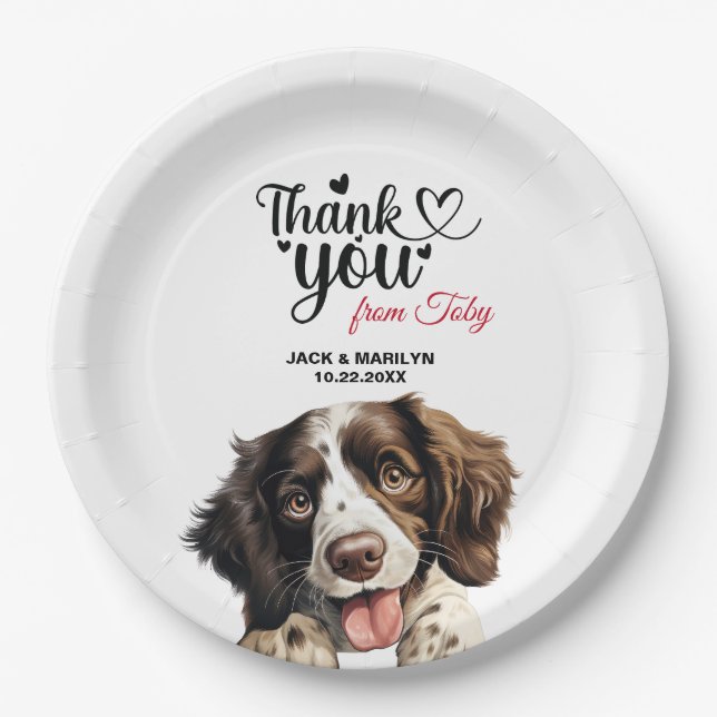 English Springer Spaniel Wedding Thank You Paper Plate (Front)