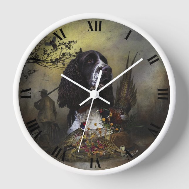 English Springer Spaniel with pheasant  Clock (Front)