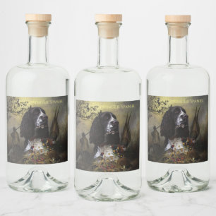 English Springer Spaniel with pheasant    Liquor Bottle Label