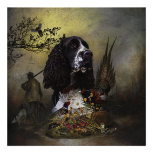English Springer Spaniel with pheasant   Poster