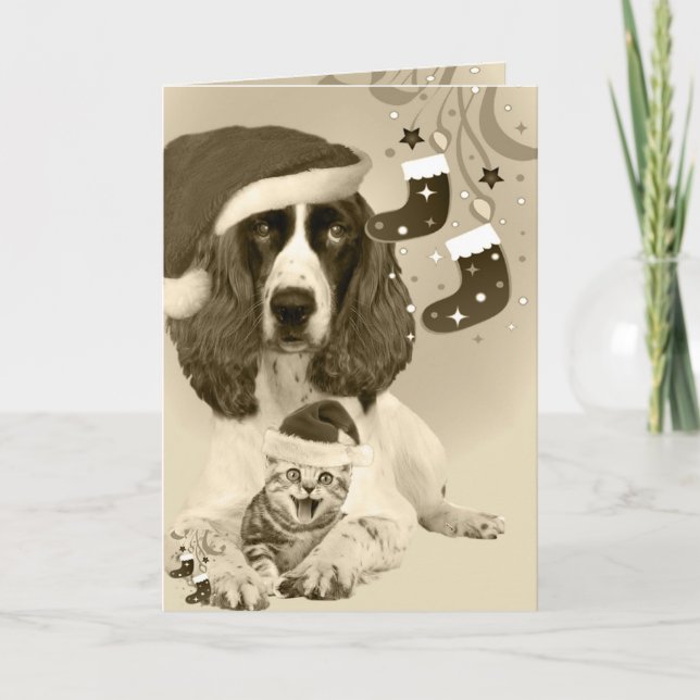 English Springer Spaniel Xmas Holiday Card (Front)