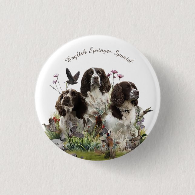 English Springer Spaniels ,Art 3 Cm Round Badge (Front)