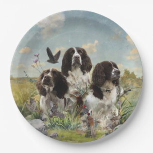 English Springer Spaniels ,Art Paper Plate