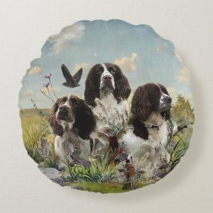 English Springer Spaniels ,Art Round Cushion