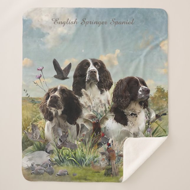 English Springer Spaniels ,Art Sherpa Blanket (Front)
