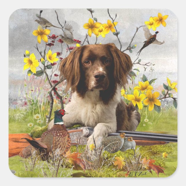 English Springer Spaniels ,Art Square Sticker (Front)