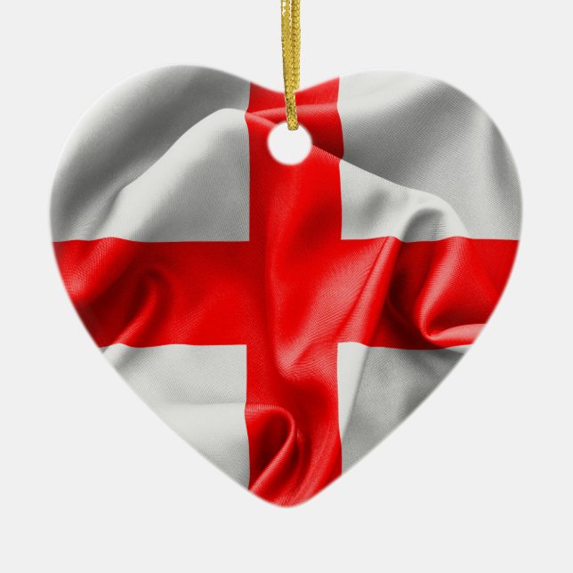 English St Georges Cross Flag Ceramic Tree Decoration (Front)