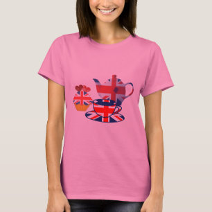 English Tea-time, Union Jack Art Gifts T-Shirt
