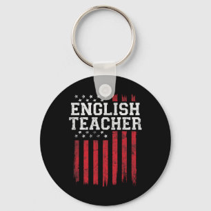 English Teacher American Flag Usa Patriot Patrioti Key Ring