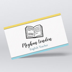 English Teacher Blue & Yellow Instructor Educator Business Card