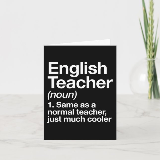 English Teacher Definition Fun Back To School Firs Card (Front)