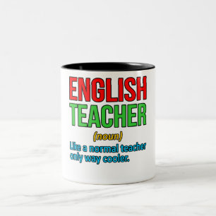 English Teacher Definition Language Grammar Two-Tone Coffee Mug
