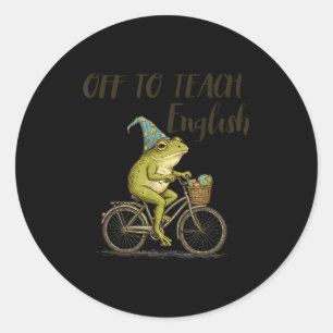 English Teacher Funny Frog Teaching Classic Round Sticker