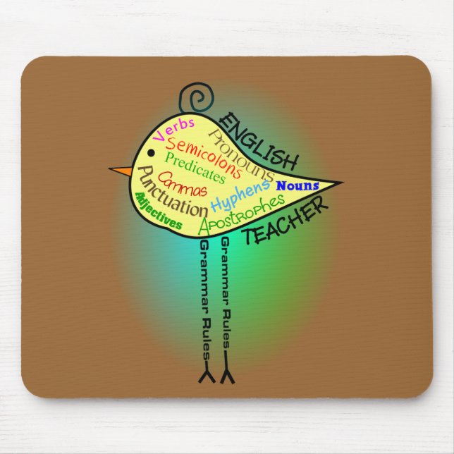 English Teacher "Grammar Bird" Gifts Mouse Mat (Front)