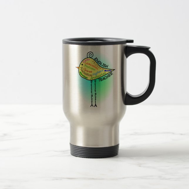 English Teacher "Grammar Bird" Gifts Travel Mug (Right)