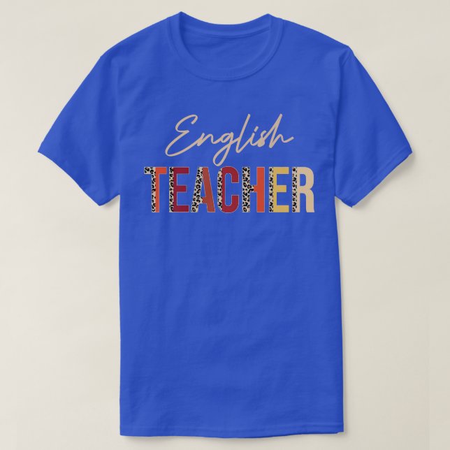 English Teacher leopard Fall Autumn Lovers Thanksg T-Shirt (Design Front)