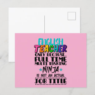 English Teacher Only Because Full Time Multi Task Postcard