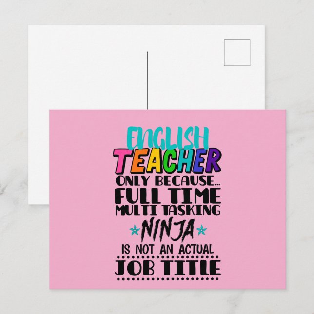 English Teacher Only Because Full Time Multi Task  Postcard (Front/Back)