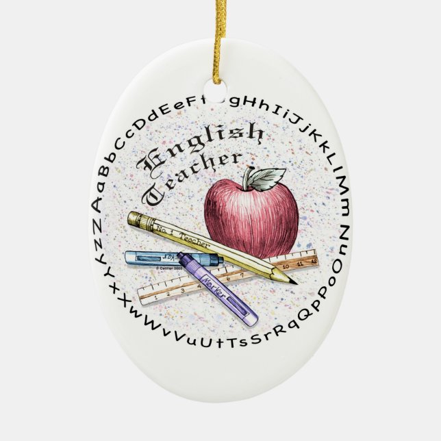 English Teacher oval Ceramic Ornament (Front)
