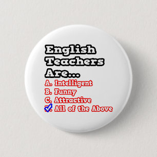 English Teacher Quiz...Joke 6 Cm Round Badge