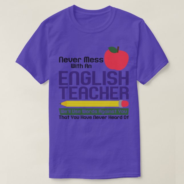 English Teacher Reading Books Vocabulary Grammar  T-Shirt (Design Front)